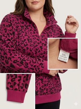 SHEIN Magenta Animal Print Half Zip Sweatshirt 5X